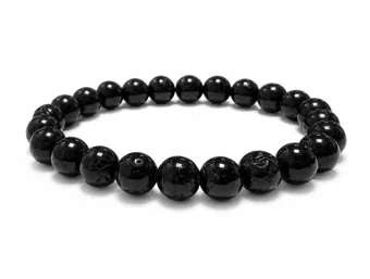 Bracciale Tormalina Nera AB perle 7-8mm