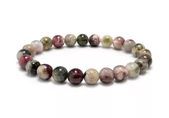 Bracciale in Tormalina Multicolore A Perle 8 mm