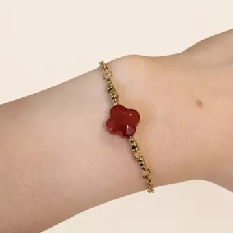 Bracciale Portafortuna in Corniola A – Trifoglio