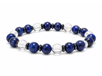 Bracciale in Cristallo di Rocca e Lapislazzuli AA perle 8mm