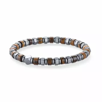 Bracciale Occhio di Tigre ed Ematite A perle 6x3mm