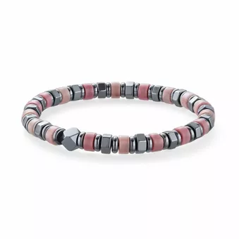 Bracciale in Rodonite ed Ematite A perle 6x3mm