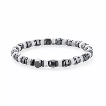 Bracciale in Howlite ed Ematite A perle 6mm