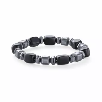 Bracciale in Ossidiana Nera ed Ematite A perle 8mm