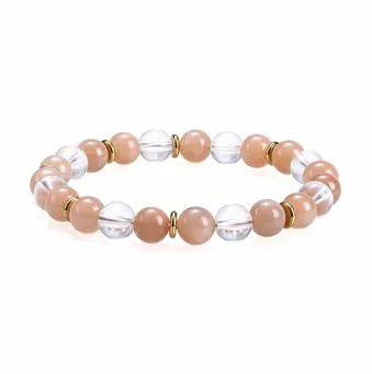 Bracciale in Cristallo di Rocca e Pietra del Sole AA perle 8mm