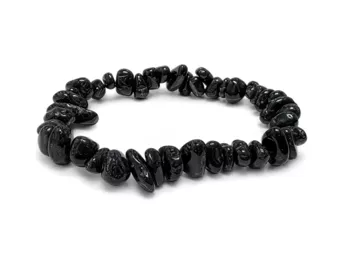 Bracciale in Tormalina Nera con Pietre Irregolari A 5-8mm