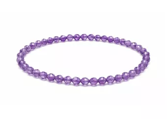 Bracciale in Ametista Sfaccettata Qualità AA – Perle 3 mm