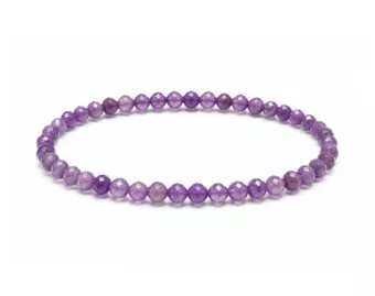 Bracciale in Ametista Sfaccettata Qualità A – Perle 3 mm