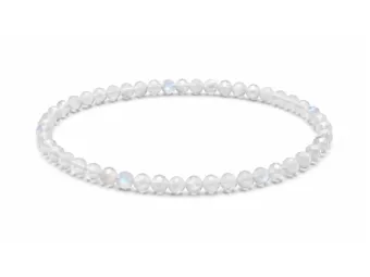 Bracciale in Pietra di Luna Bianca Peristerite Sfaccettata AA – Perline da 3 mm