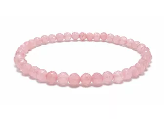 Bracciale in Quarzo Rosa Sfaccettato Qualità A – Perle 4 mm