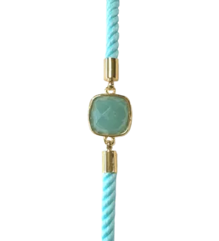Bracciale quadrato sfaccettato in corda di ottone con amazzonite da 11 mm