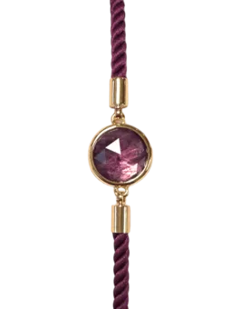 Bracciale in corda di ottone con ametista tonda sfaccettata da 12 mm