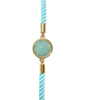 Bracciale rotondo sfaccettato in corda di ottone con amazzonite da 12 mm