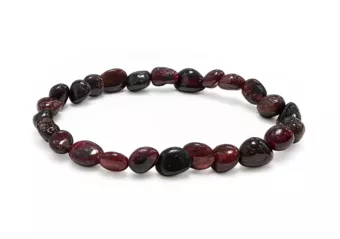 Bracciale in Granato Rosso con Pietre Burattate A 6-8 mm