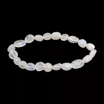 Bracciale in pietre burattate di Pietra di Luna Bianca Peristerite A+ 6-8mm