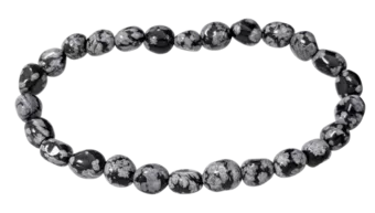 Bracciale di Ossidiana fiocco di neve pietre rotolate