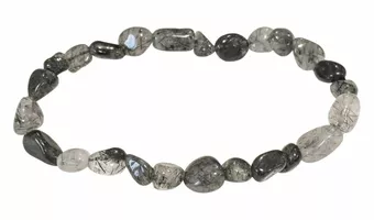 Bracciale in tormalina di cristallo di rocca, pietre levigate A+