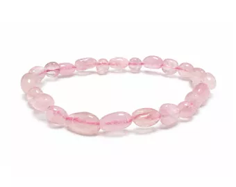 Bracciale con Pietre Burattate in Quarzo Rosa A 6-8mm