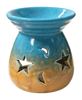 Bruciatore a olio in ceramica sfumata blu 8,5 cm