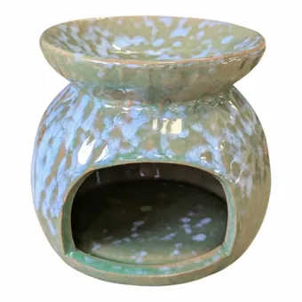 Bruciatore di oli in ceramica verde con sfumature multicolori
