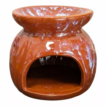 Bruciatore di oli in ceramica rossa chiara