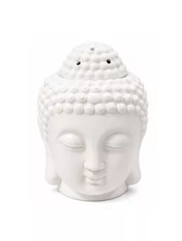 Bruciatore per Oli Testa di Buddha in Ceramica Bianca 14cm