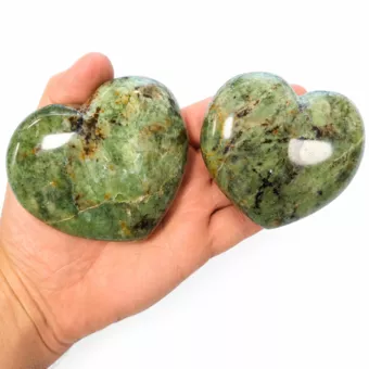 Set di 2 cuori di serpentino lucidato, 0,620 kg