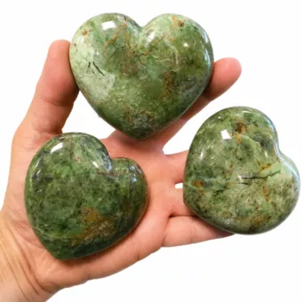 Set di 3 cuori in serpentino lucidato, 0,700 kg