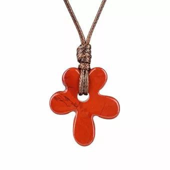Collana con fiore di diaspro rosso A