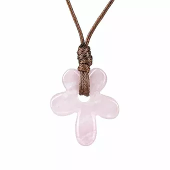 Collana con fiore di quarzo rosa A