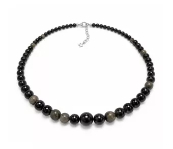 Collana Degradé in Ossidiana Dorata A Perle 4-12 mm 50 cm