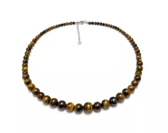 Collana a Scalare in Occhio di Tigre A Perle 4-12 mm 50 cm