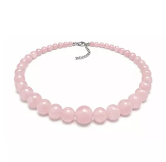 Collana Graduata in Quarzo Rosa A Perle 4-12mm 50cm