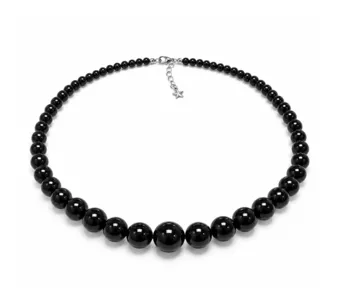 Collana Degradé in Tormalina Nera AB Perle 4-12 mm 50 cm