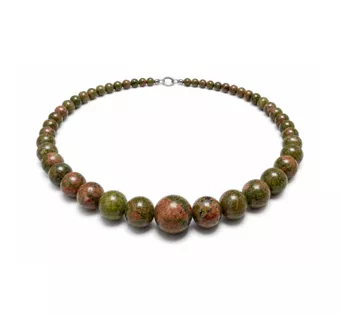 Collana Graduata in Unakite A Perle 6-14mm 50cm