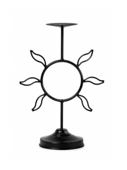 Portacandele Sole in Metallo Nero 29cm