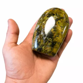 Blocco di opale verde lucidato, 0,390 kg