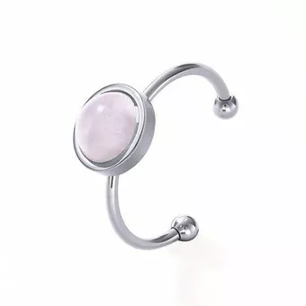 Anello in quarzo rosa – Acciaio inossidabile argento