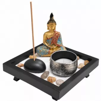 Giardino Zen con Buddha, Incenso e Candela 12,5 cm