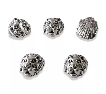 Perline con ciondolo distanziatore a forma di testa di leone in argento 12 mm x 30.5 cm