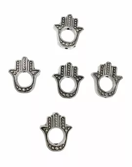 Perline Charm in metallo Mano di Fatma Argento mm 14 x100