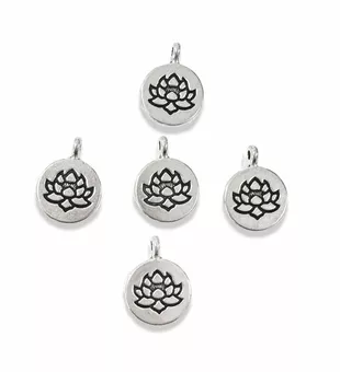 Charm Distanziatori Fiore di Loto Argentato 15 mm Confezione da 50