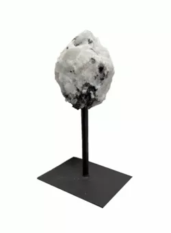 Pietra di Luna Bianca A Grezza su Supporto in Metallo Nero 17-20 cm 500-700 g