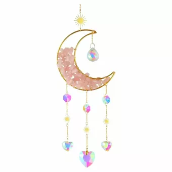 Mobile acchiappasole e luna in quarzo rosa