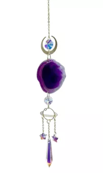 Acchiappasole mobile Agata viola Terra cosmica e cristallo 41cm
