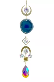 Acchiappasole mobile Agata blu Sole-Luna Cristallo 41cm