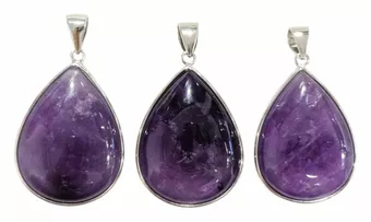 Ciondolo in argento sterling 925 con ametiste AAA, 3 pezzi, 14,32 g