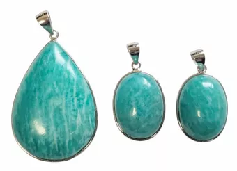 Ciondolo in argento 925 Amazzonite AA+ 3 pezzi 15,48 g