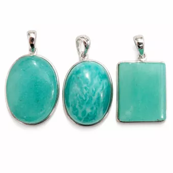 Ciondolo Argento 925 Amazzonite AAA 3 pezzi 10,22g