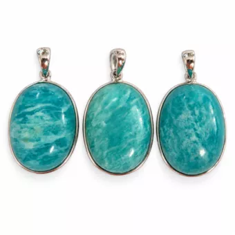 Pendente Argento 925 Amazzonite AAA 3 pezzi 10,37g